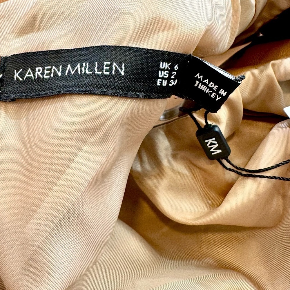 NWT KAREN MILLEN Leather Snaffle Trim Pocket Dress Size: 2 - Picture 3 of 8